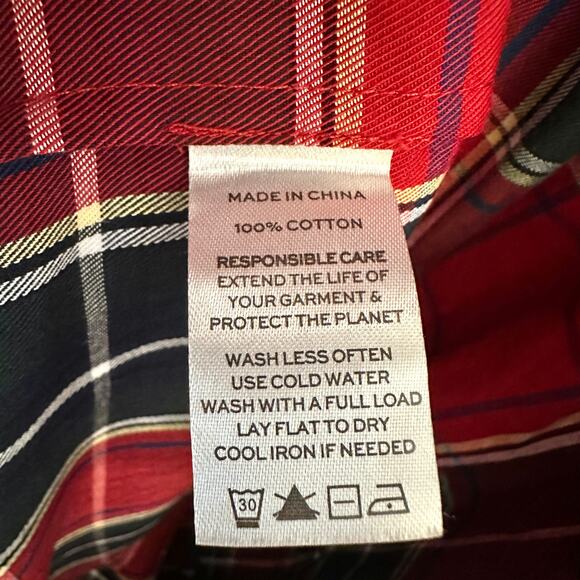 HILL HOUSE Tiered Red Green White Plaid Striped Dress – Medium - Picture 15 of 16